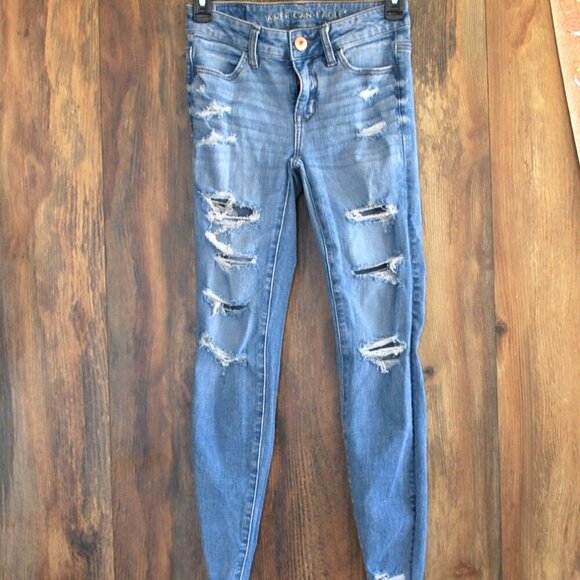 American Eagle Dream Jean Distressed Jegging Jeans Size 00 - Picture 1 of 8